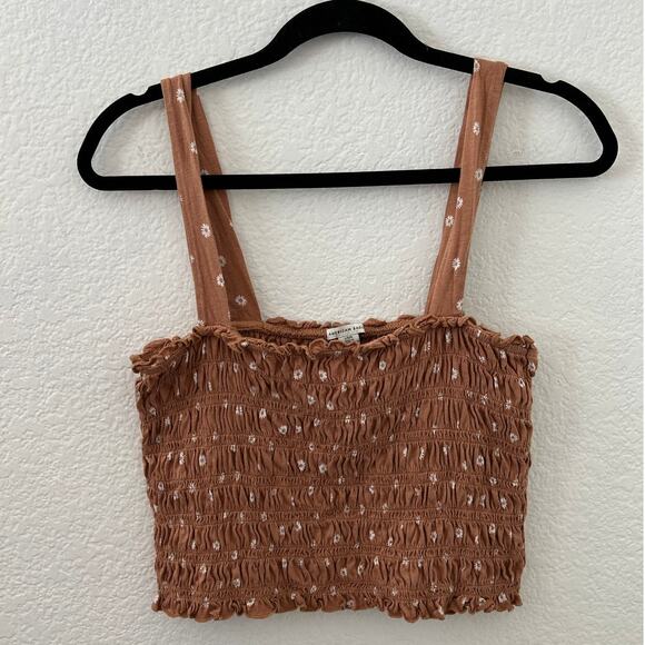 Bundle American Eagle Daisy Floral Cropped Smocked Tank Top Women Size Large - Picture 3 of 13